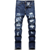 Men's Personality Creases Ripped Fit Jeans